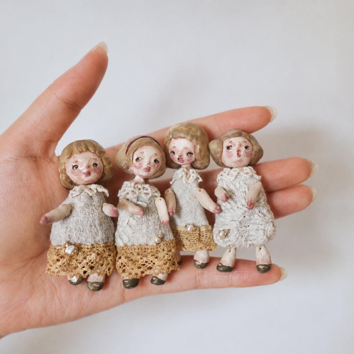 A009 Handmade Miniature Doll Figurine or Brooch, 6cm Resin Clay Art Doll, Six Styles, Vintage Romantic Lambwick Manor Collectible Gift