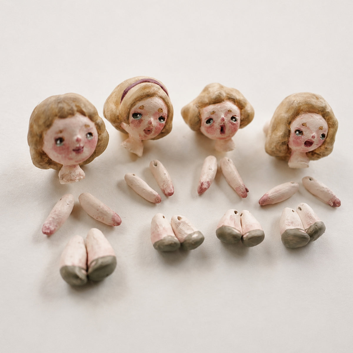 A009 Handmade Miniature Doll Figurine or Brooch, 6cm Resin Clay Art Doll, Six Styles, Vintage Romantic Lambwick Manor Collectible Gift