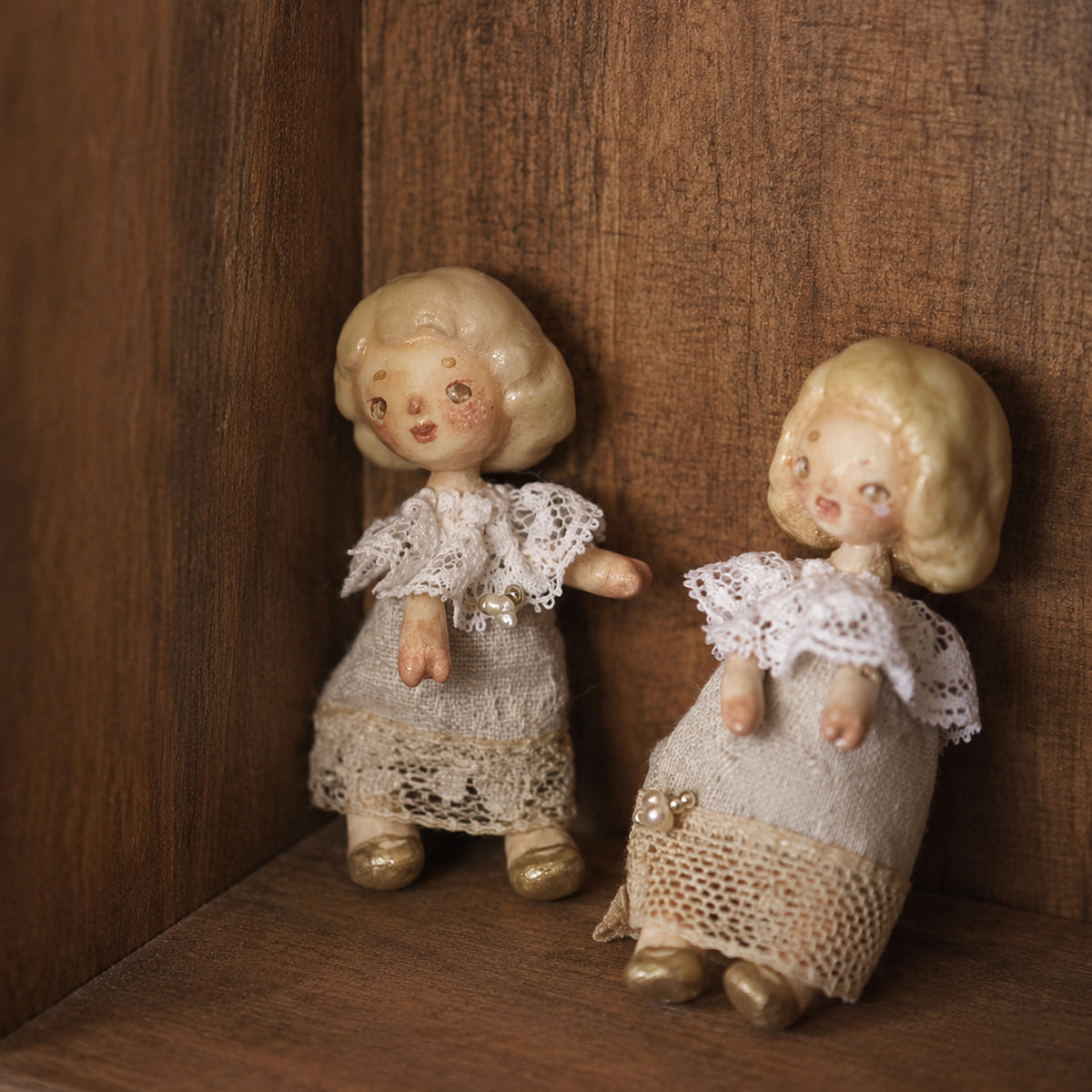 A009 Handmade Miniature Doll Figurine or Brooch, 6cm Resin Clay Art Doll, Six Styles, Vintage Romantic Lambwick Manor Collectible Gift