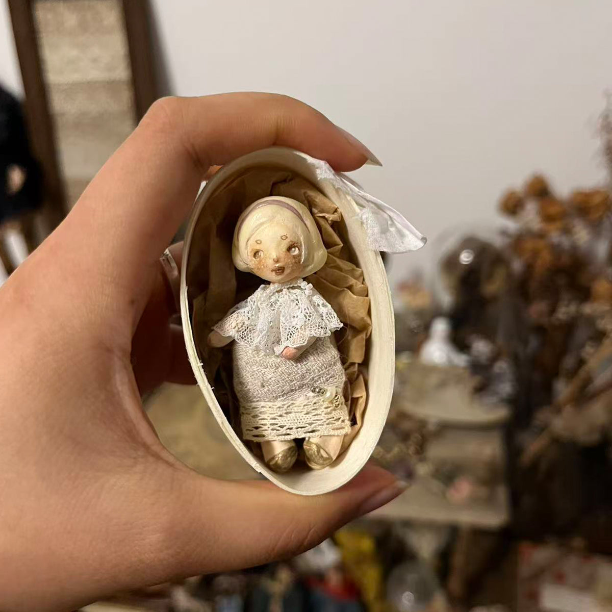 A009 Handmade Miniature Doll Figurine or Brooch, 6cm Resin Clay Art Doll, Six Styles, Vintage Romantic Lambwick Manor Collectible Gift