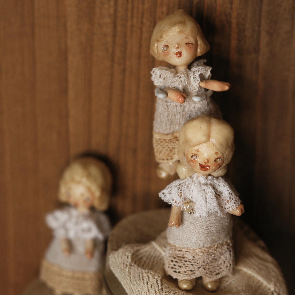 A009 Handmade Miniature Doll Figurine or Brooch, 6cm Resin Clay Art Doll, Six Styles, Vintage Romantic Lambwick Manor Collectible Gift