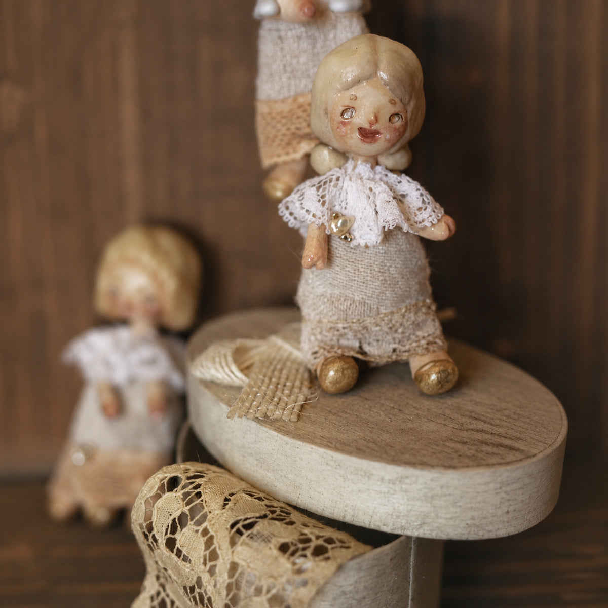 A009 Handmade Miniature Doll Figurine or Brooch, 6cm Resin Clay Art Doll, Six Styles, Vintage Romantic Lambwick Manor Collectible Gift