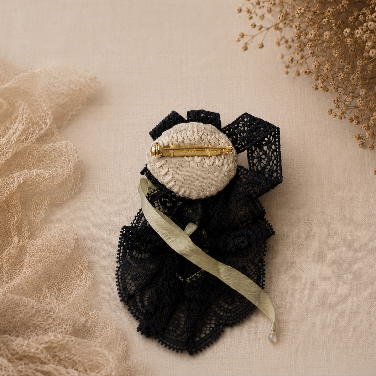 Masked Doll Lace Brooch