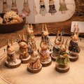 Winterwood Atelier Willowwick Family Rabbit Doll, Hand Sculpted Stone Clay Bunny Figurine with Watercolor Card, Guest Artist Tuacii
