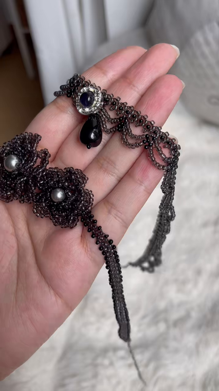 Black Beaded Gothic Necklace