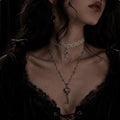 Ivory Lace Cross Choker or Heart Key Necklace — primary view