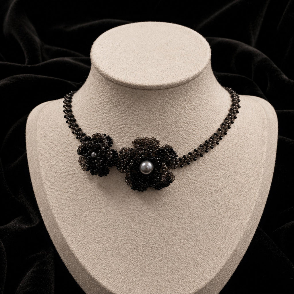 Black Beaded Gothic Necklace — view 4