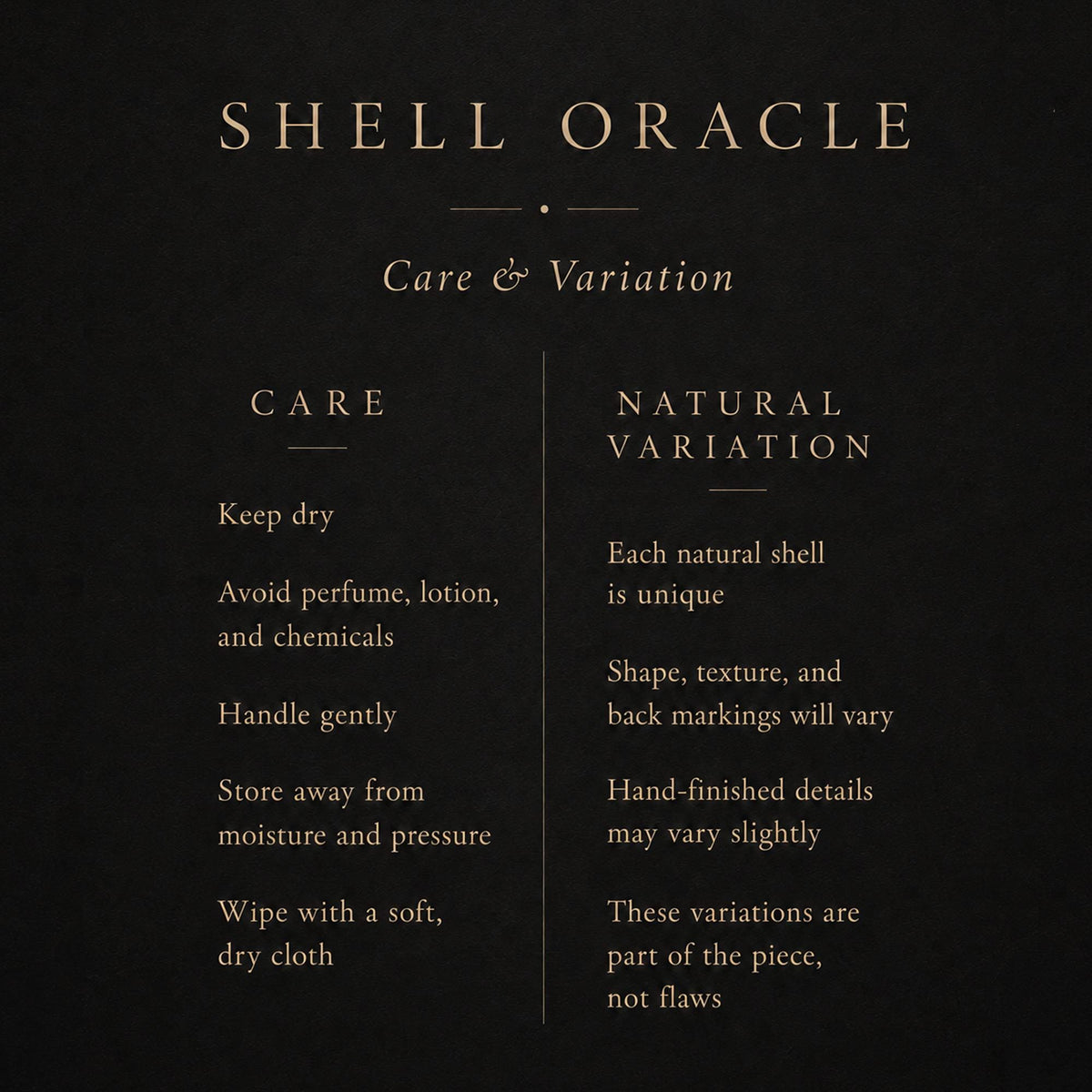 Shell Oracle care and natural variation guide