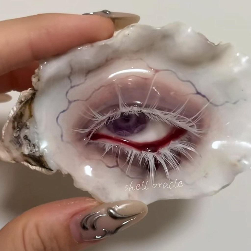 AMETHYST TEARS Thermochromic Oyster Eye Brooch & Choker, Purple Pearl Gothic Wearable Art, LV030