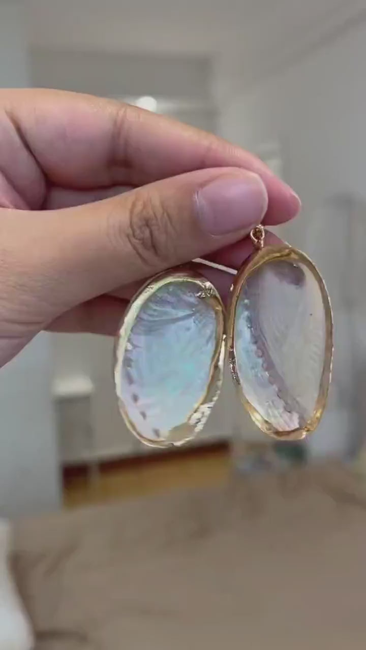Large Natural Shell Statement Earrings — product video