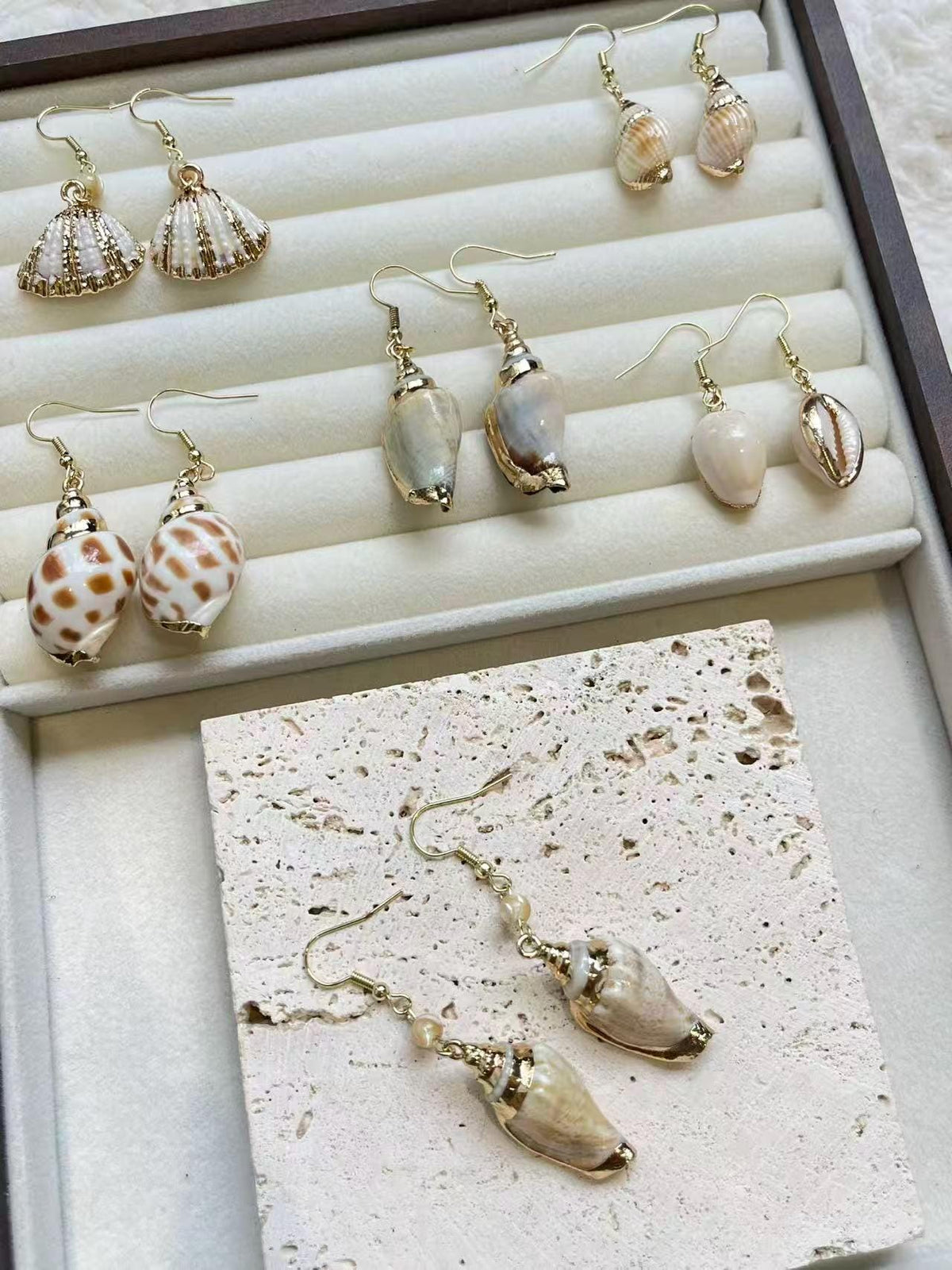 Natural Seashell Drop Earrings — primary view