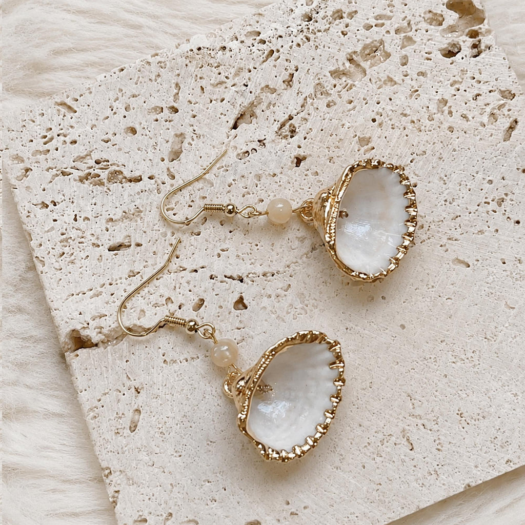 Natural Seashell Drop Earrings — view 3