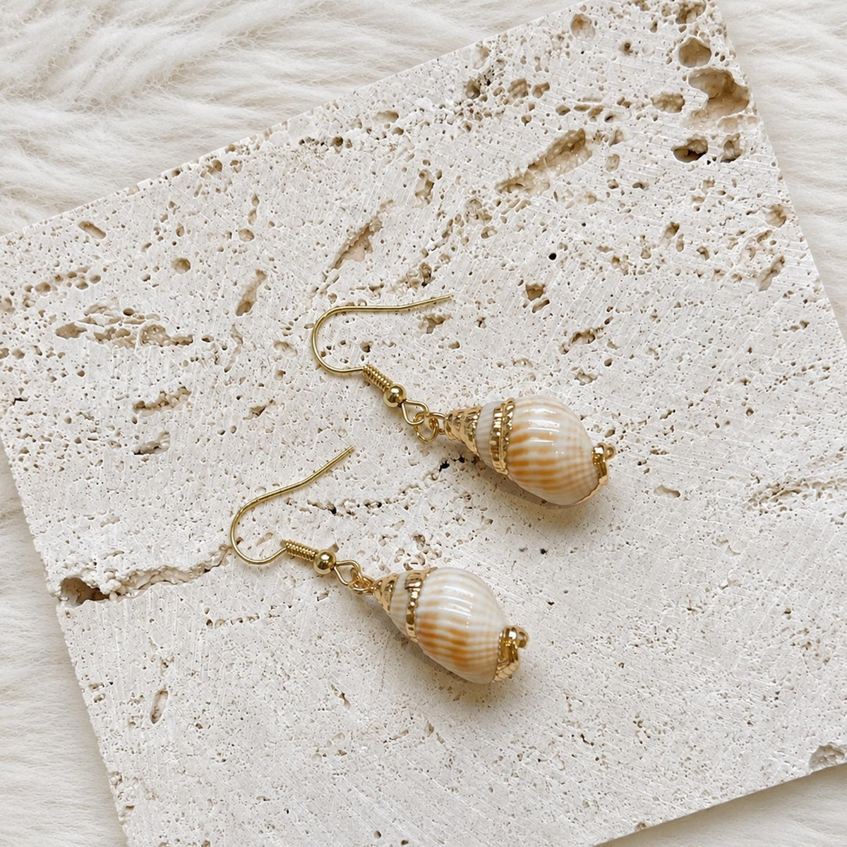 Natural Seashell Drop Earrings — view 5
