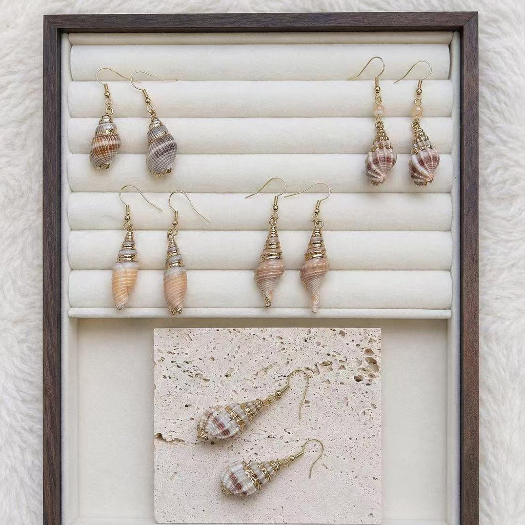 Natural Conch Shell Drop Earrings — primary view