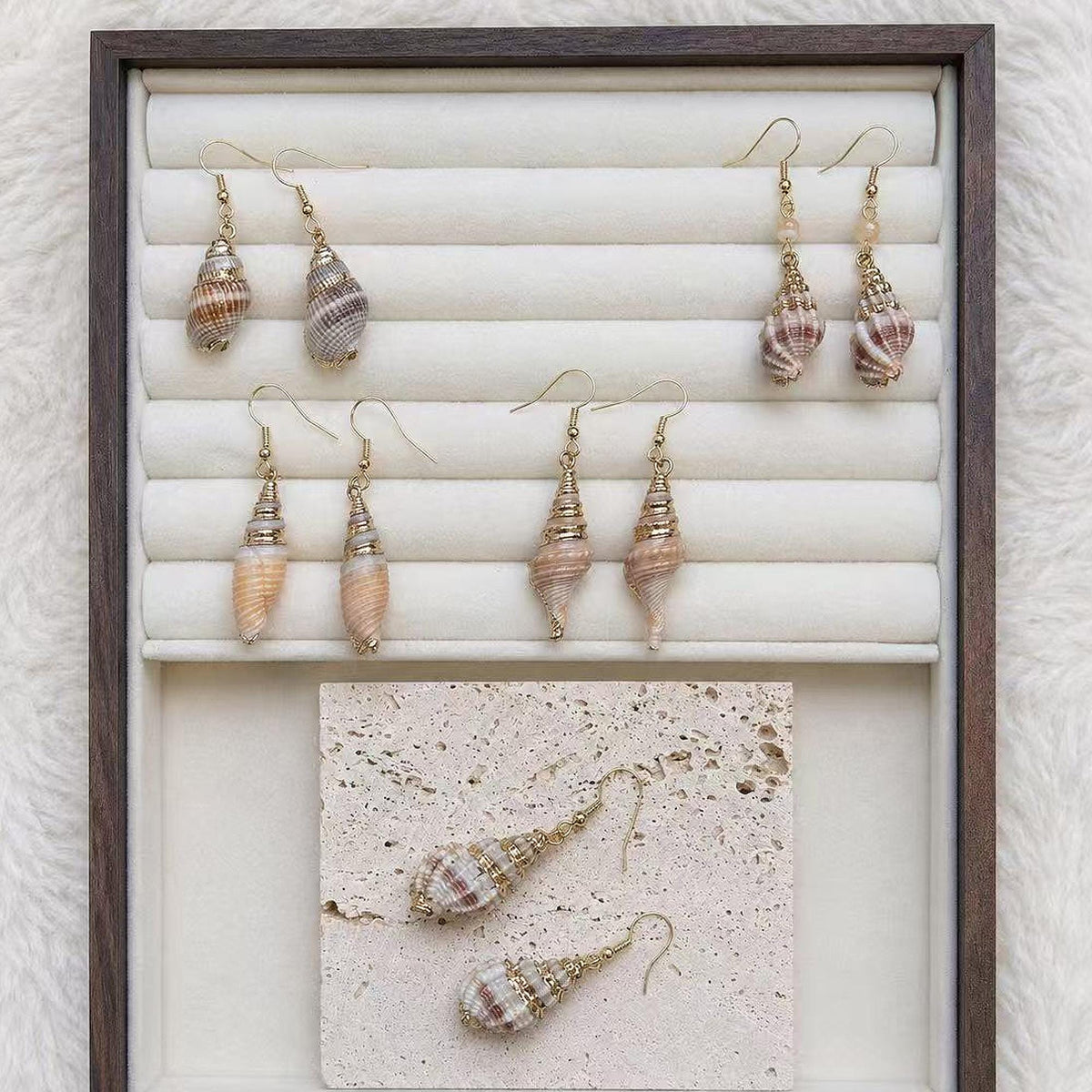Natural Conch Shell Drop Earrings — primary view