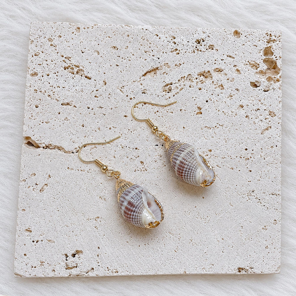 Natural Conch Shell Drop Earrings — view 2