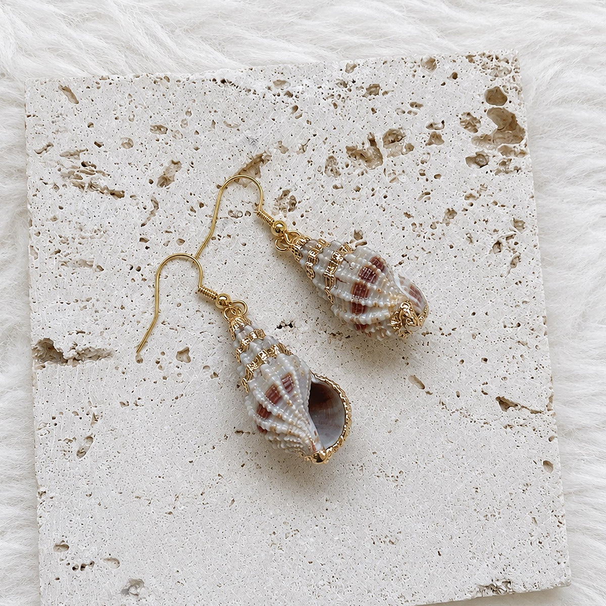Natural Conch Shell Drop Earrings — view 6