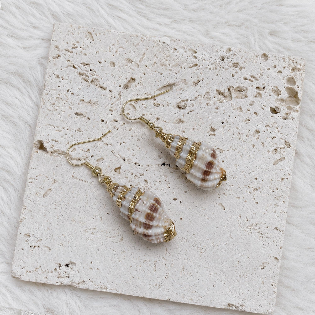 Natural Conch Shell Drop Earrings — view 7