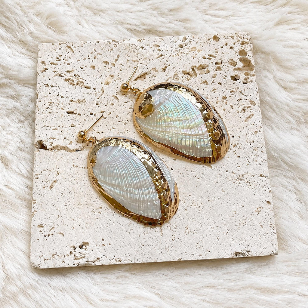 Large Natural Shell Statement Earrings — view 2