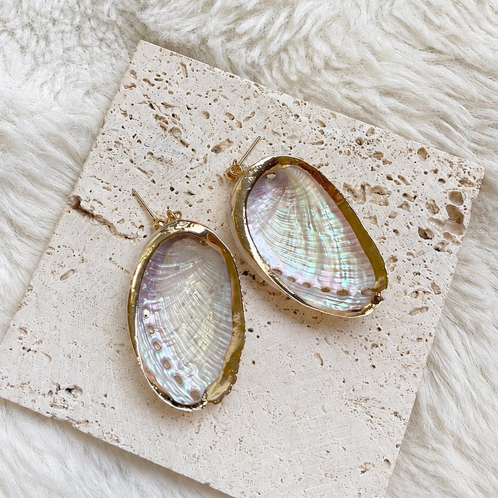 Large Natural Shell Statement Earrings — view 3