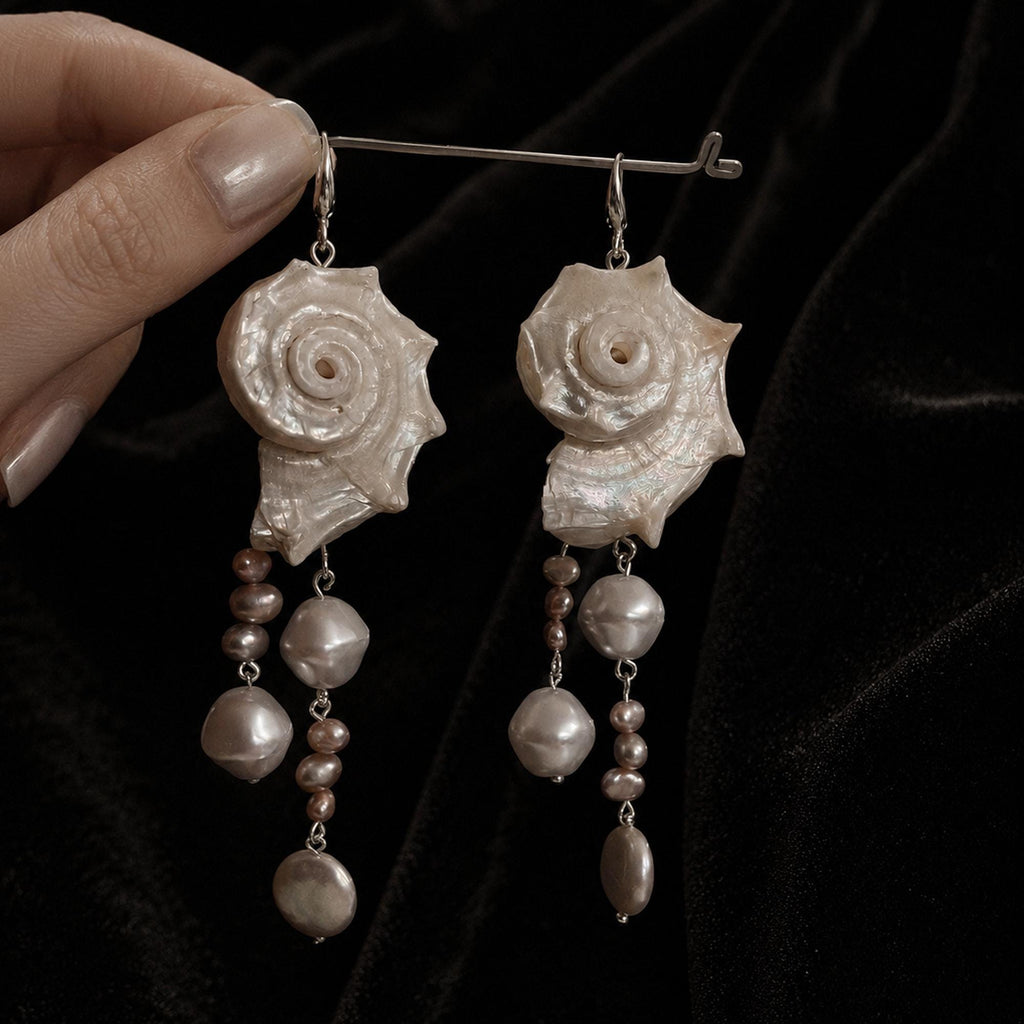 Natural Conch Shell Pearl Brooch — view 10