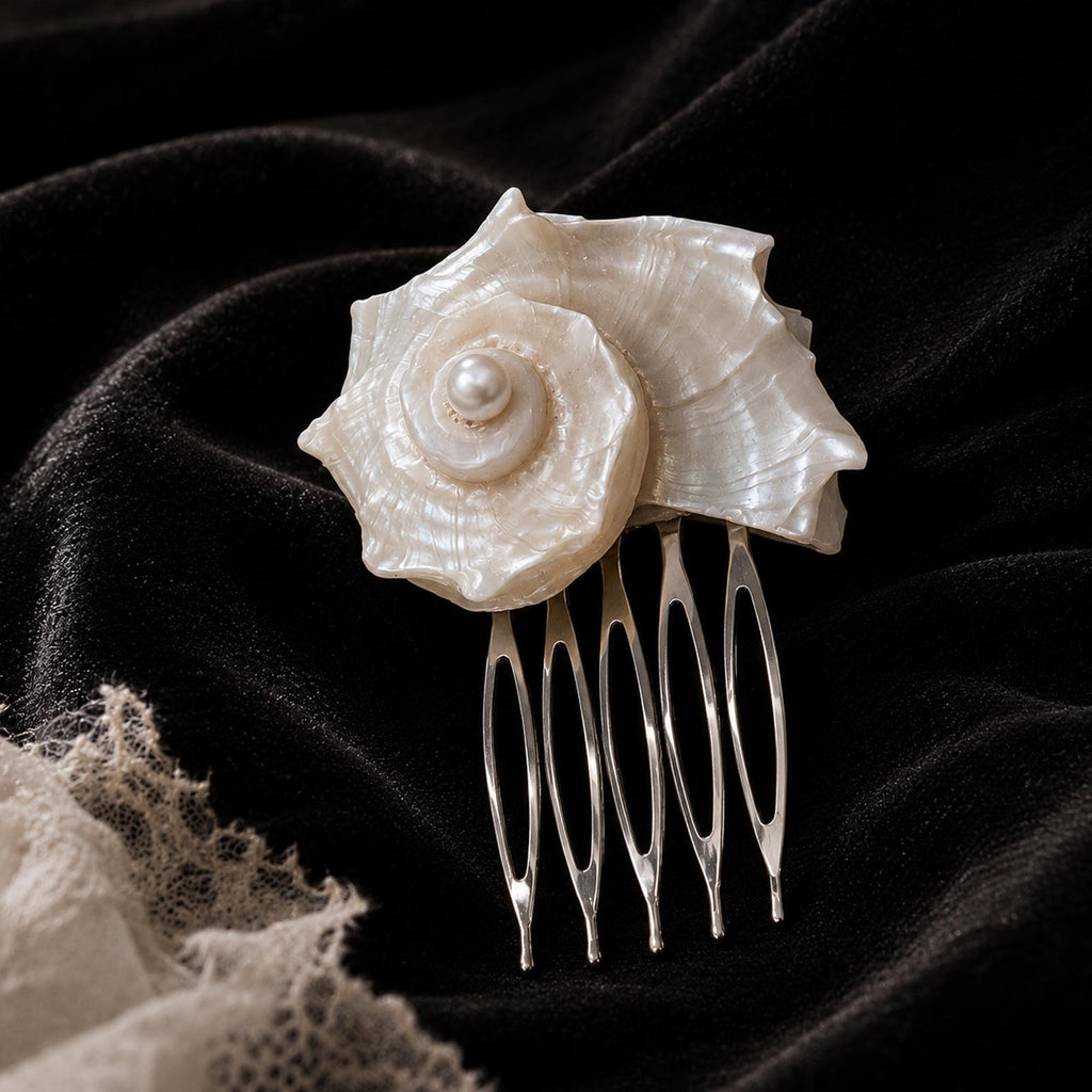 Natural Conch Shell Pearl Brooch — view 6