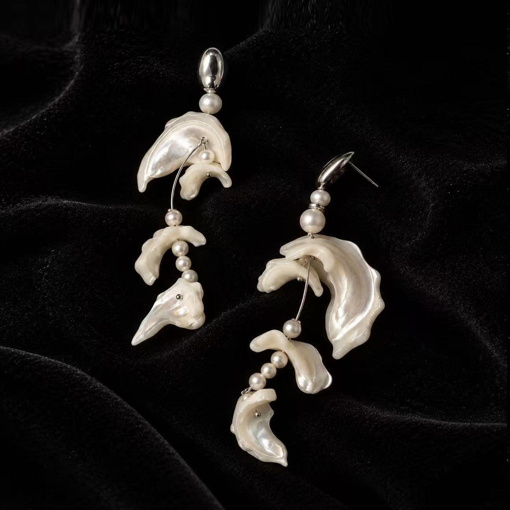 Natural Shell Fragment Earrings — view 2