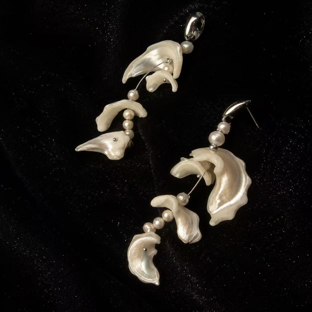 Natural Shell Fragment Earrings — view 3