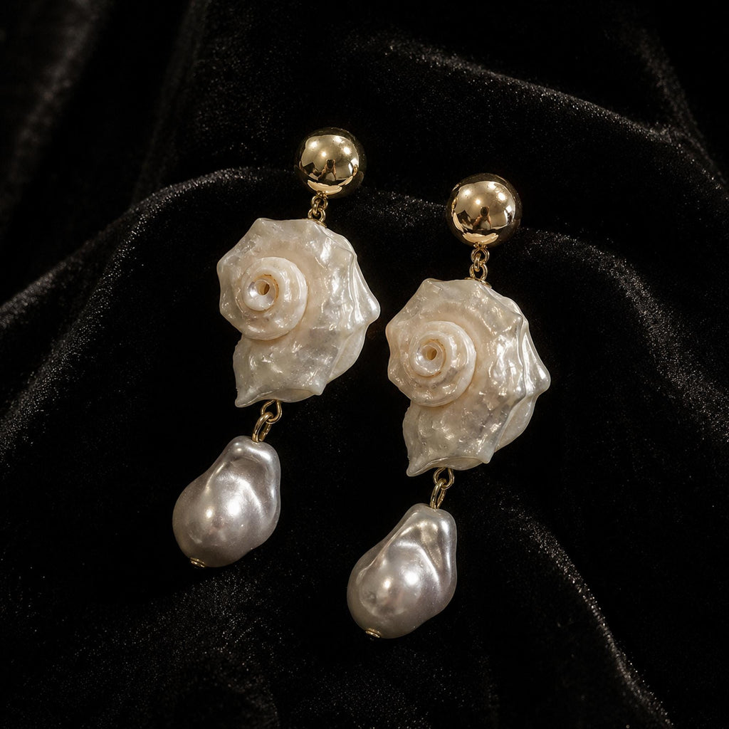 Natural Shell Fragment Earrings — view 6