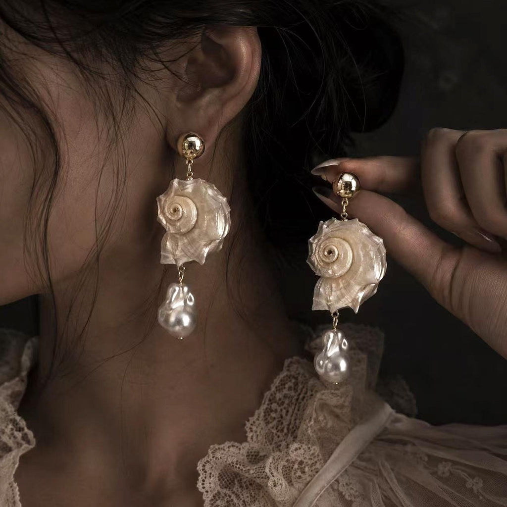 Natural Shell Fragment Earrings — view 7