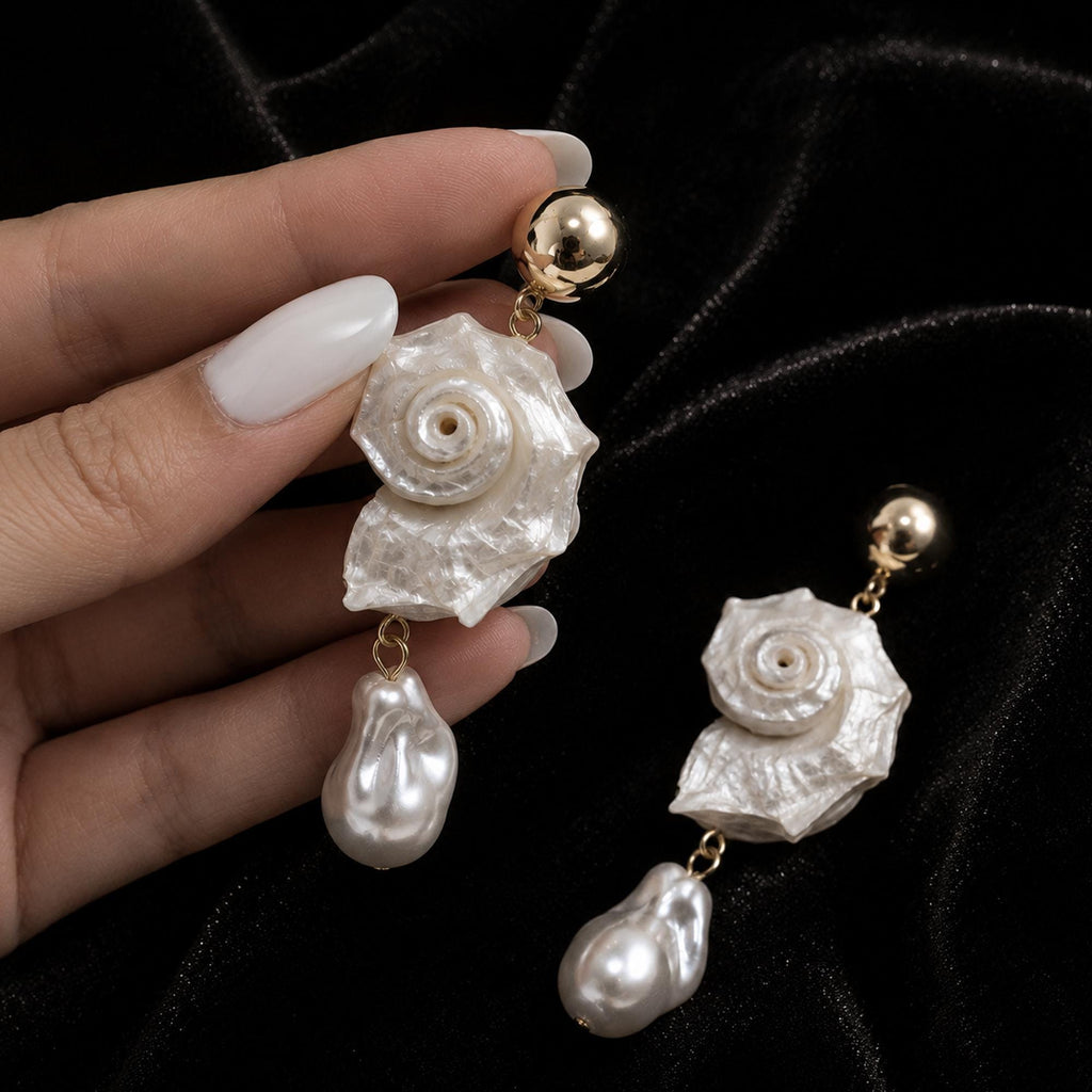 Natural Shell Fragment Earrings — view 8