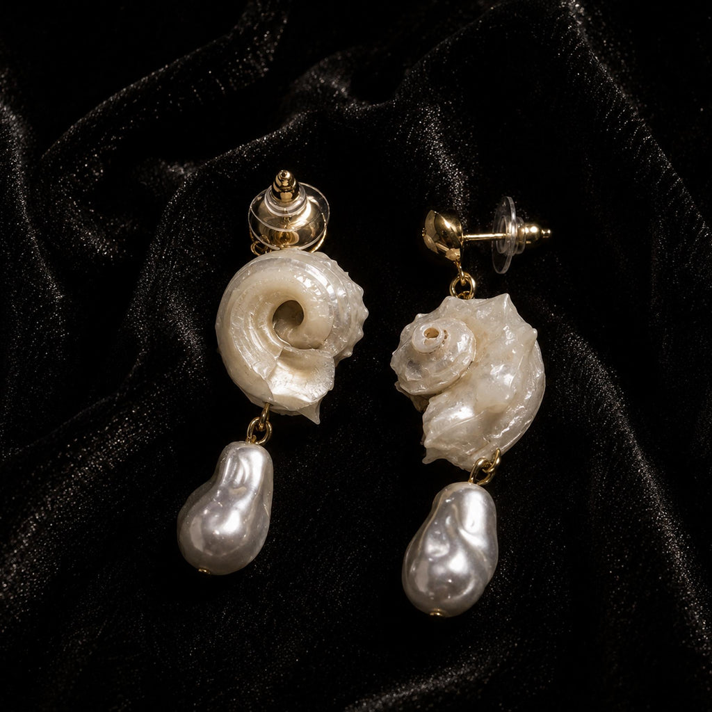 Natural Shell Fragment Earrings — view 9