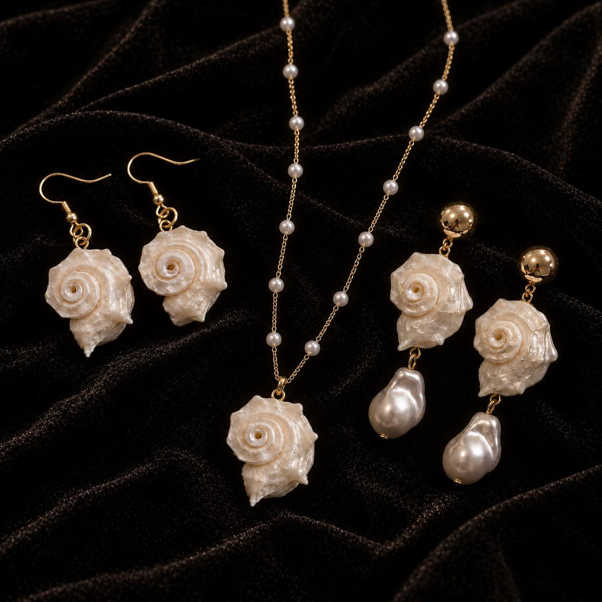 Natural Iridescent Conch Shell Earrings — primary view