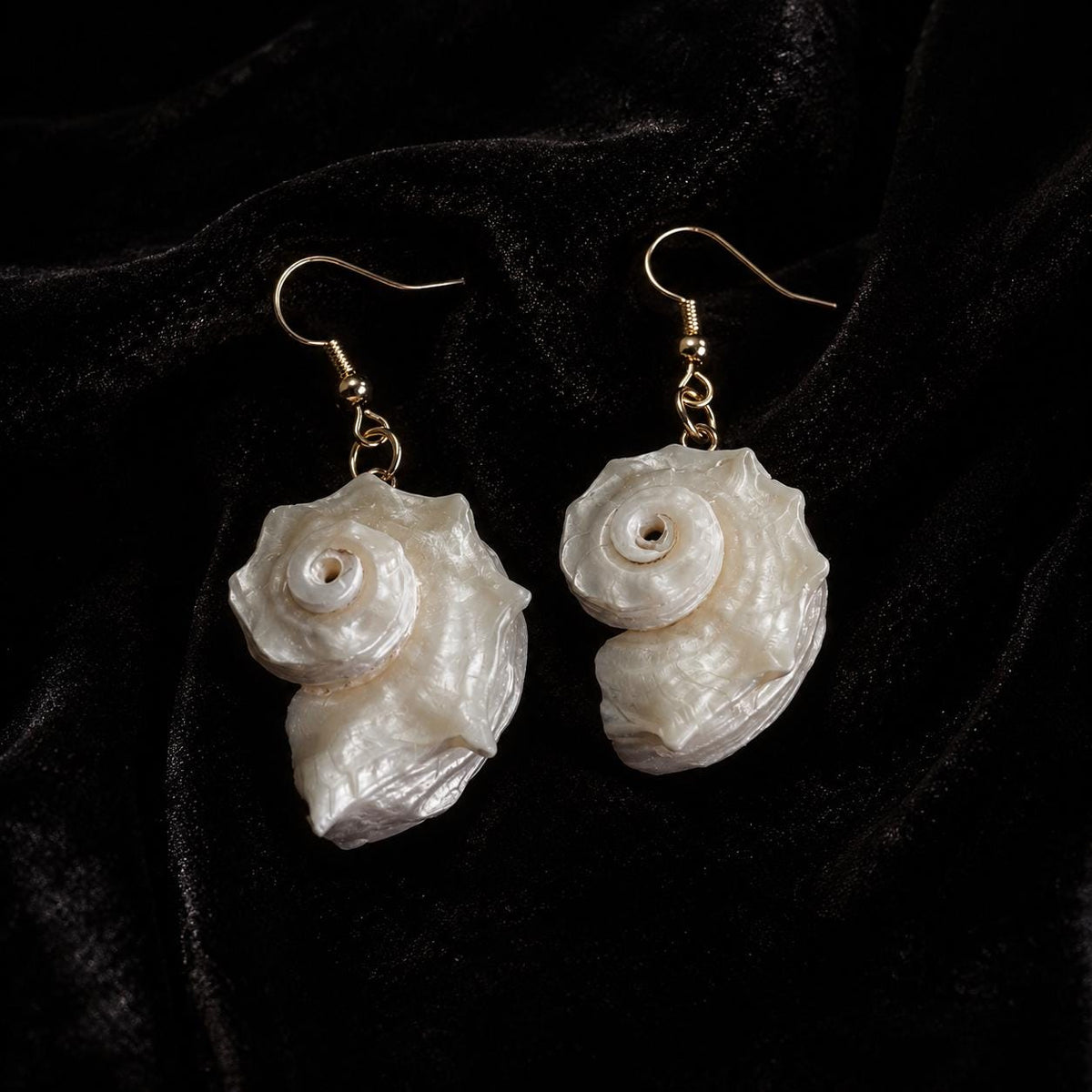 Natural Iridescent Conch Shell Earrings — view 3
