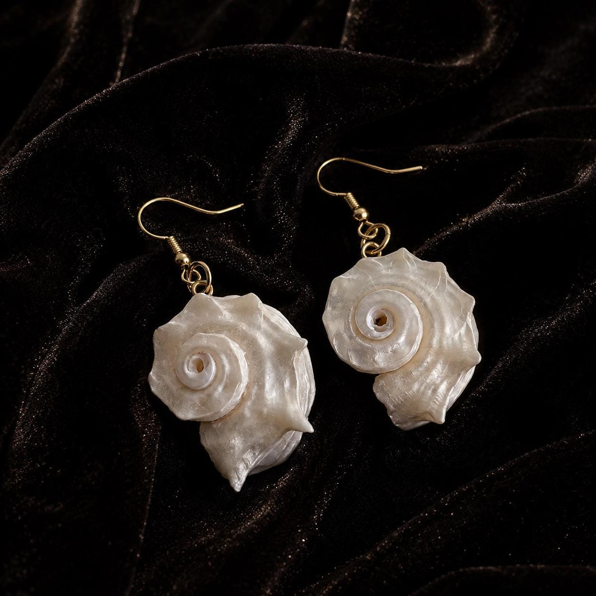 Natural Iridescent Conch Shell Earrings — view 4