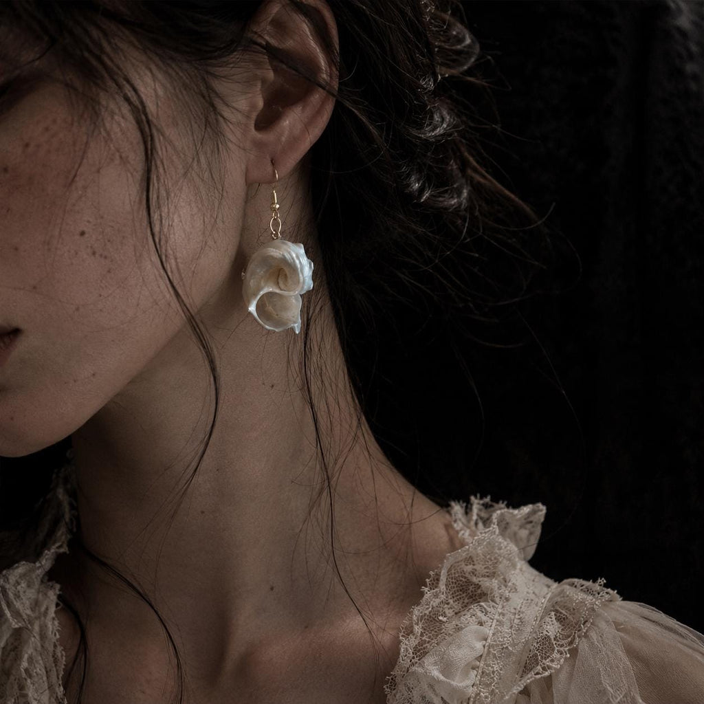 Natural Iridescent Conch Shell Earrings — view 5