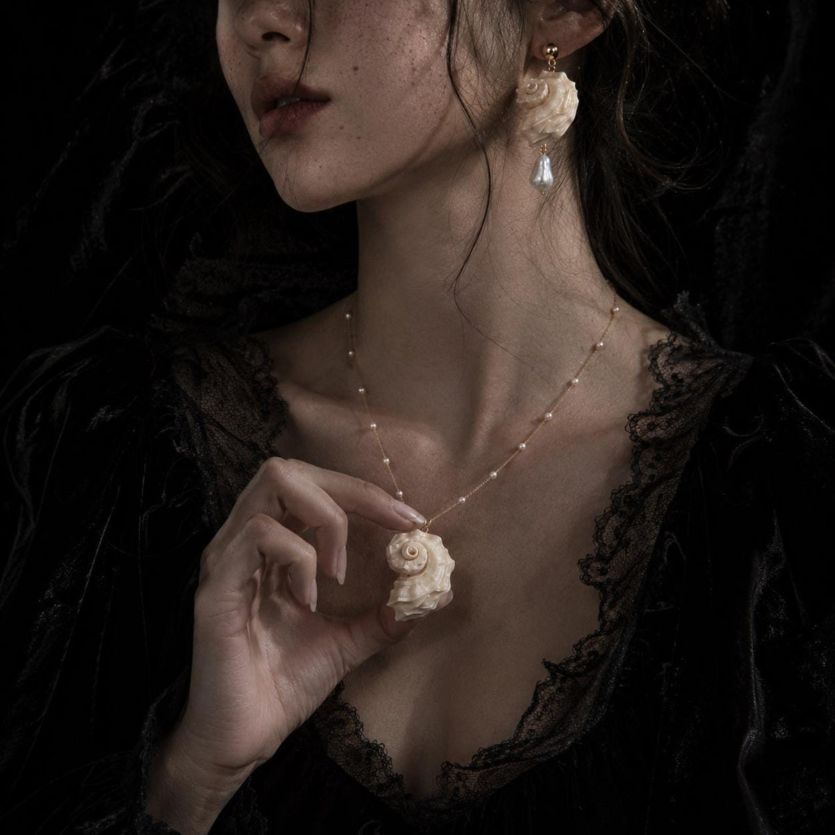 Natural Iridescent Conch Shell Earrings — view 7
