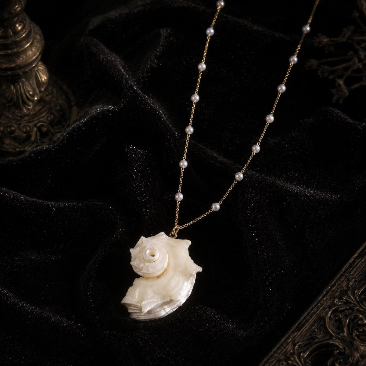 Natural Iridescent Conch Shell Necklace — view 2