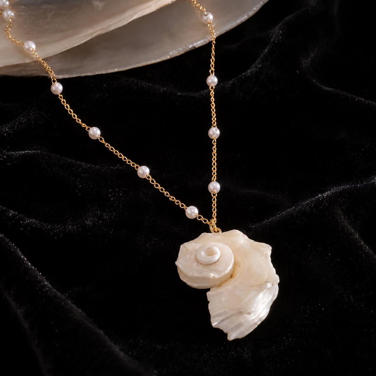 Natural Iridescent Conch Shell Necklace — view 3