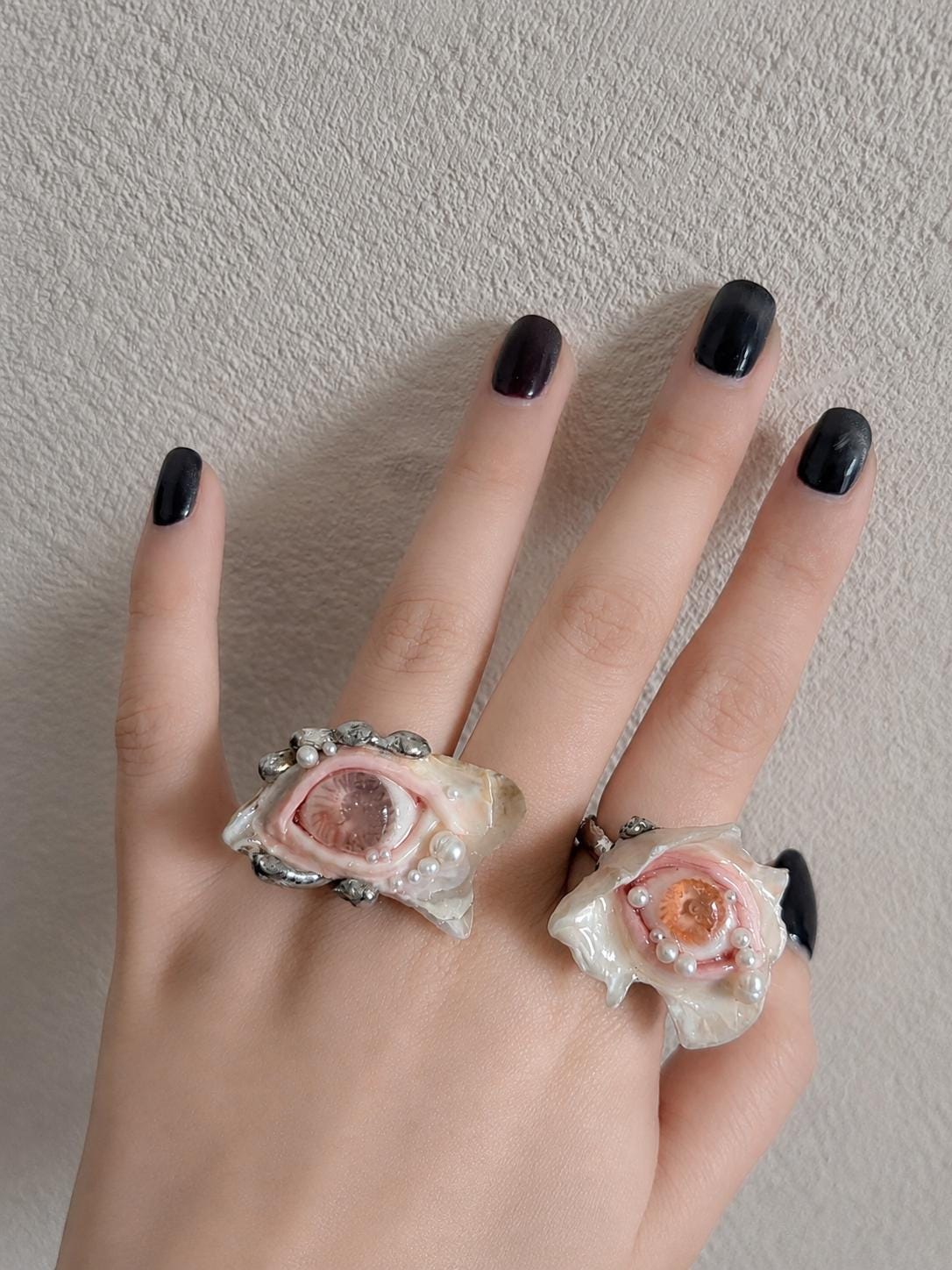 Shell Eye Statement Ring — artwork and styling view 4