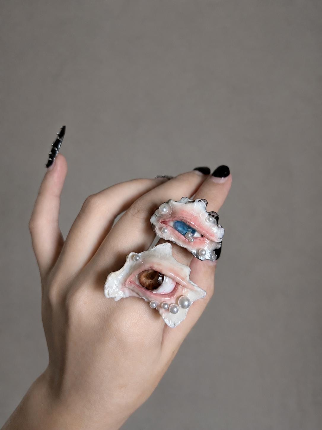 Shell Eye Statement Ring — artwork and styling view 5