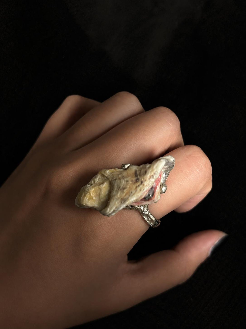 Shell Eye Statement Ring — artwork and styling view 6
