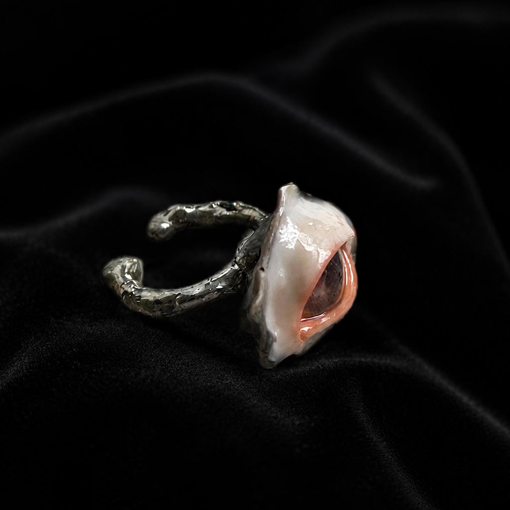 Ready to Ship Brown Pupil Oyster Eye Ring — view 5