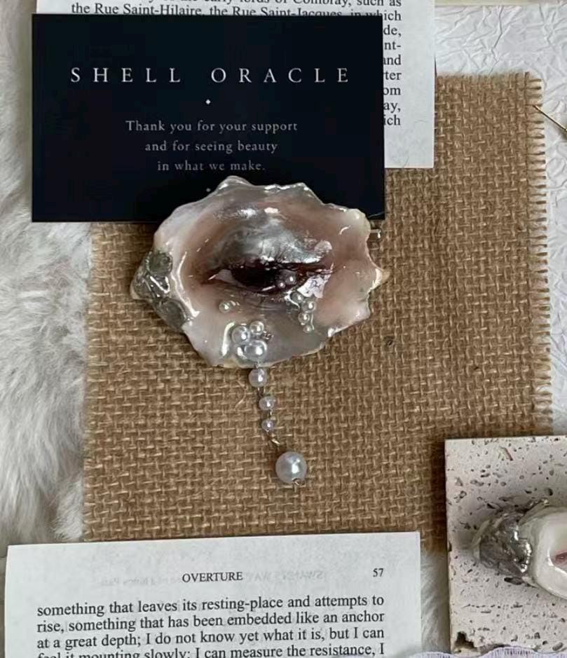 Brown Smoky Oyster Eye Brooch — view 7