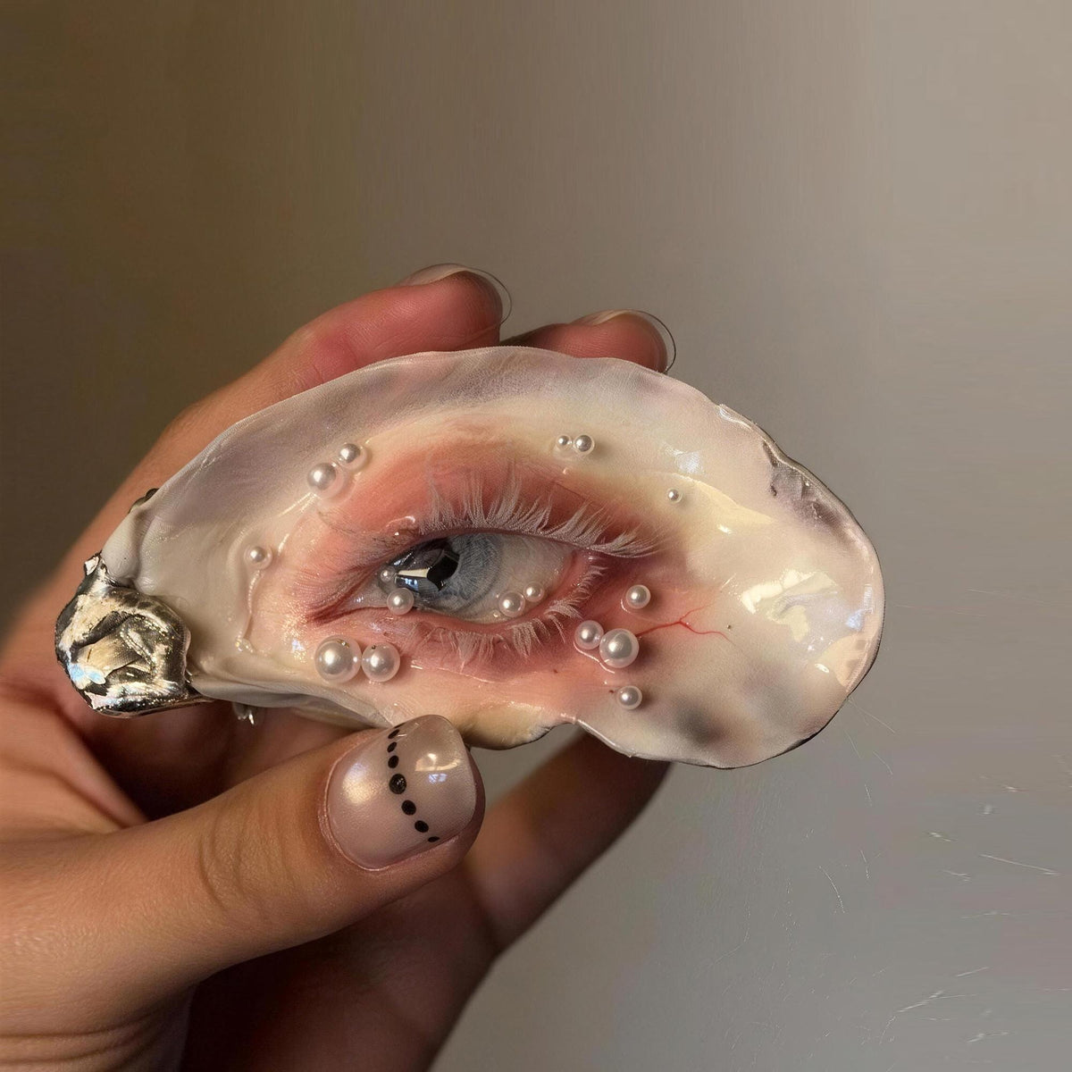 Blue Eye Oyster Shell Brooch & Choker — view 3