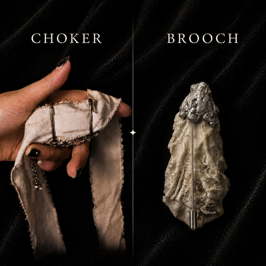 Blue Eye Oyster Shell Brooch & Choker — view 6