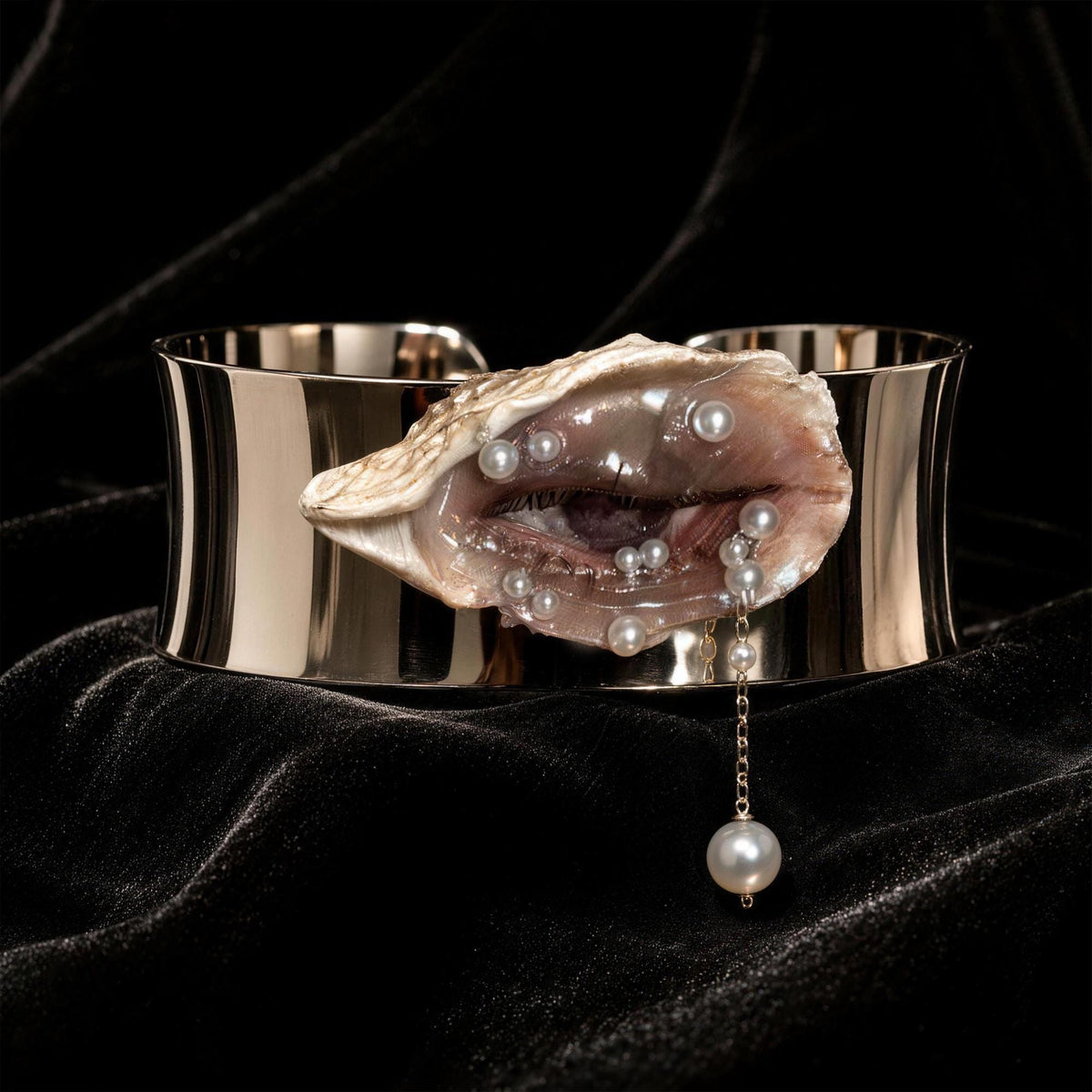 Gilded Oyster Eye Cuff