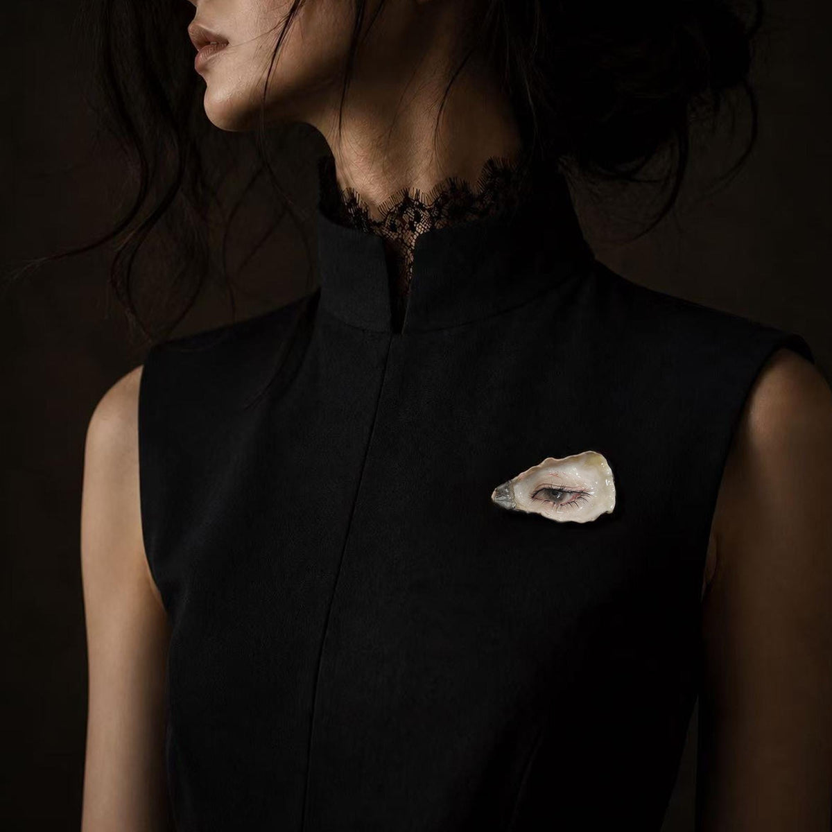 Nyra Black-Lash Oyster Eye — artwork and styling view 2