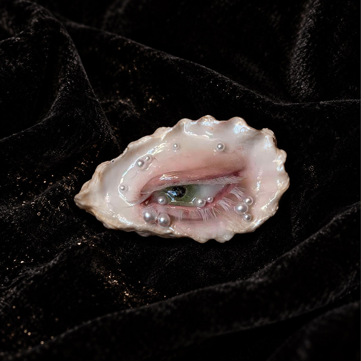 Nyra Nacre Veil — Oyster Eye Brooch, Choker or Charm — view 2